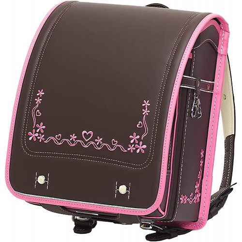 Японский школьный ранец для девочек Randoseru шоколадный, розовый