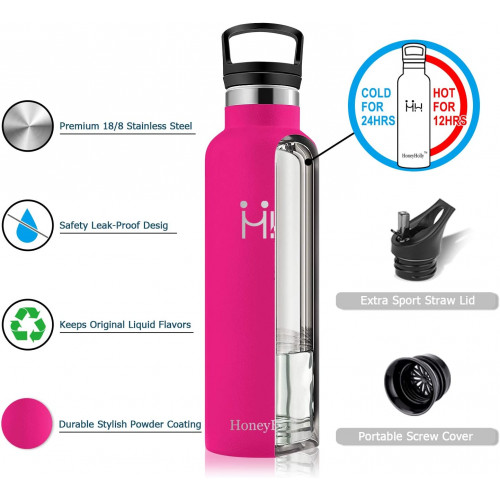 Термос HoneyHolly, Бутылка для воды из нержавеющей стали, с вакуумной изоляцией, 1000 мл
