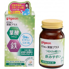 Витамины для беременных женщин и кормящих мам, с фолиевой кислотой и железом, Pigeon Supplement Folic Acid Plus, 60 таблеток 