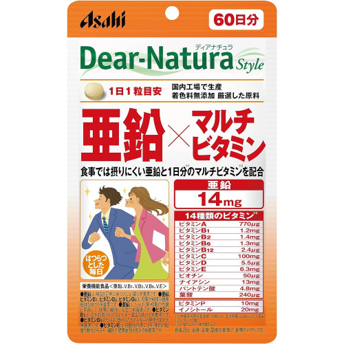 Комплекс для укрепления здоровья с цинком и мультивитаминами Asahi Dear-Natura Style Zinc x Multivitamin на 20 дней