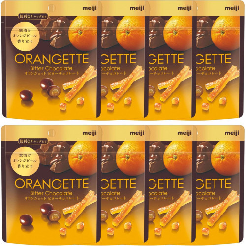 MEIJI Orangette Bitter Chocolate - конфеты из горького шоколада с апельсиновой цедрой, 49 гр., 8 упаковок