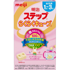 Meiji детская молочная смесь от 1 до 3 лет Meiji Step Raku Raku Cube в брикетах, 16 брикетов по 28 гр