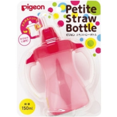 Бутылка с трубочкой для детей с 9 месяцев, розовая Pigeon.
