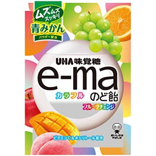  UHA E-mao Fruit Change - фруктовые леденцы от боли в горле, 50 гр, 6 пачек